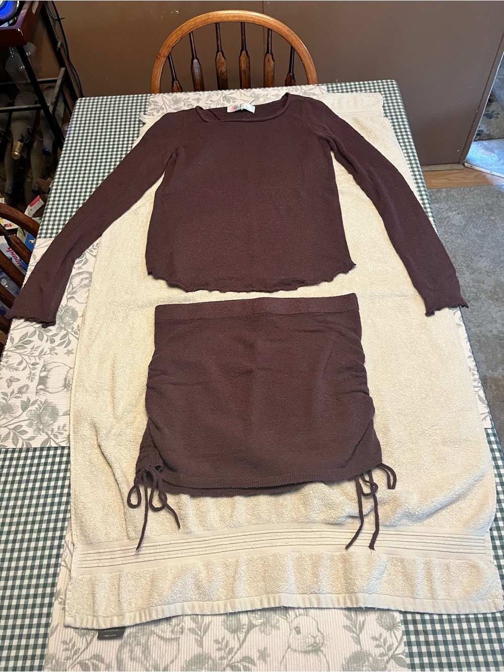 Women’s Free People Brown Knit Drawstring Mini Skirt